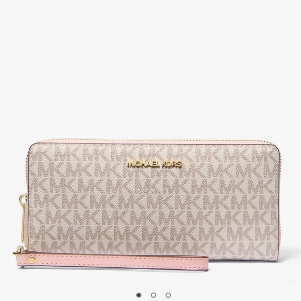 Michael Kors Pink and Cream Clutch with Signature Style